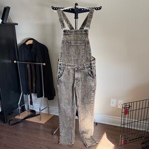 Stylish Acid Wash Denim Overalls